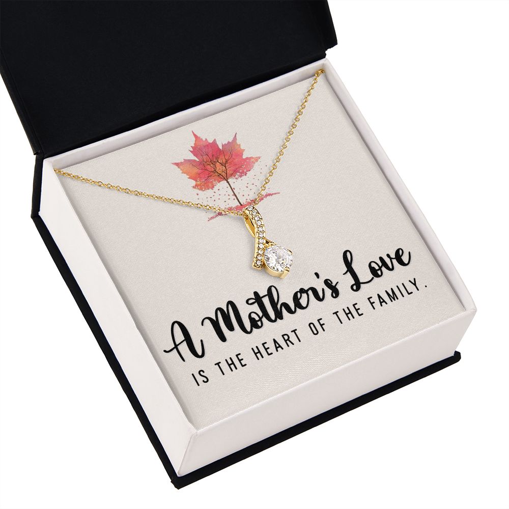 To My Mom A Mothers Love is The Heart of The Family Alluring Ribbon Necklace Message Card-Express Your Love Gifts