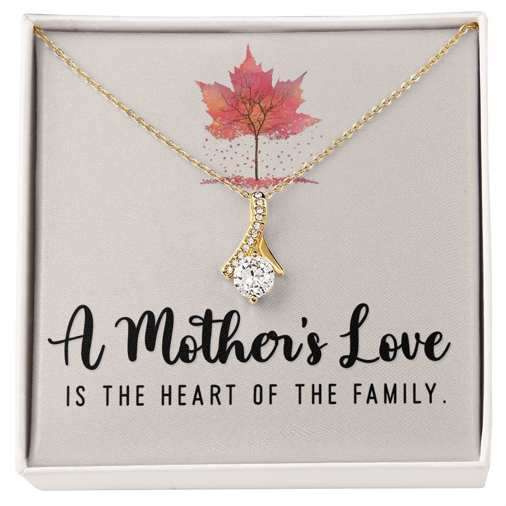 To My Mom A Mothers Love is The Heart of The Family Alluring Ribbon Necklace Message Card-Express Your Love Gifts