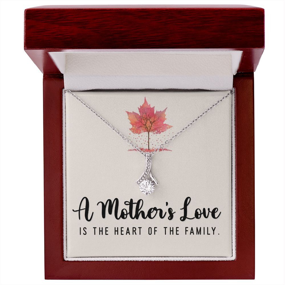 To My Mom A Mothers Love is The Heart of The Family Alluring Ribbon Necklace Message Card-Express Your Love Gifts