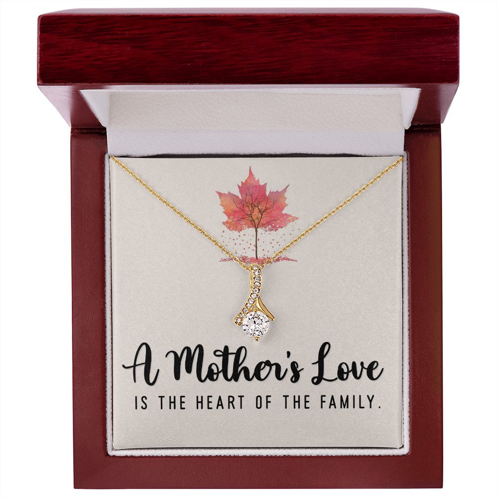 To My Mom A Mothers Love is The Heart of The Family Alluring Ribbon Necklace Message Card-Express Your Love Gifts