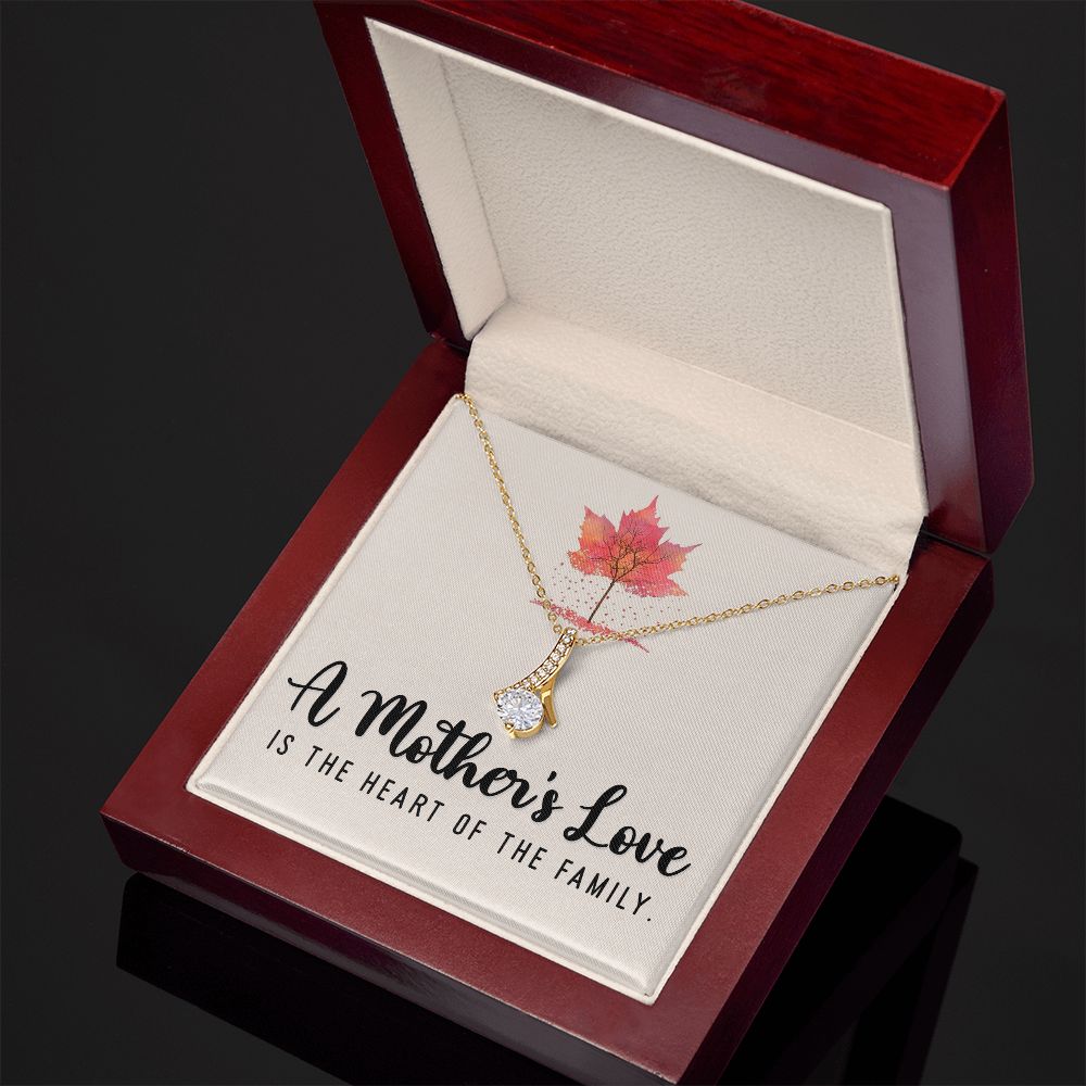 To My Mom A Mothers Love is The Heart of The Family Alluring Ribbon Necklace Message Card-Express Your Love Gifts