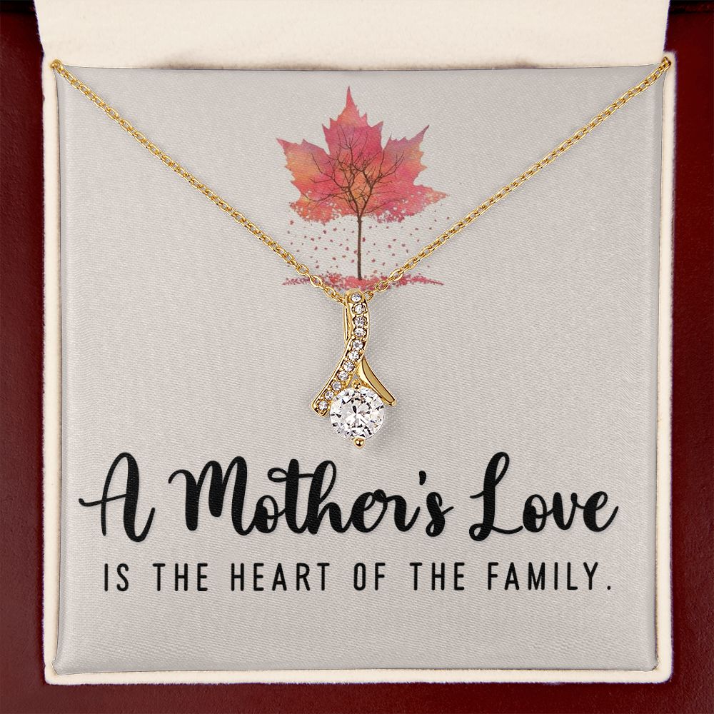 To My Mom A Mothers Love is The Heart of The Family Alluring Ribbon Necklace Message Card-Express Your Love Gifts