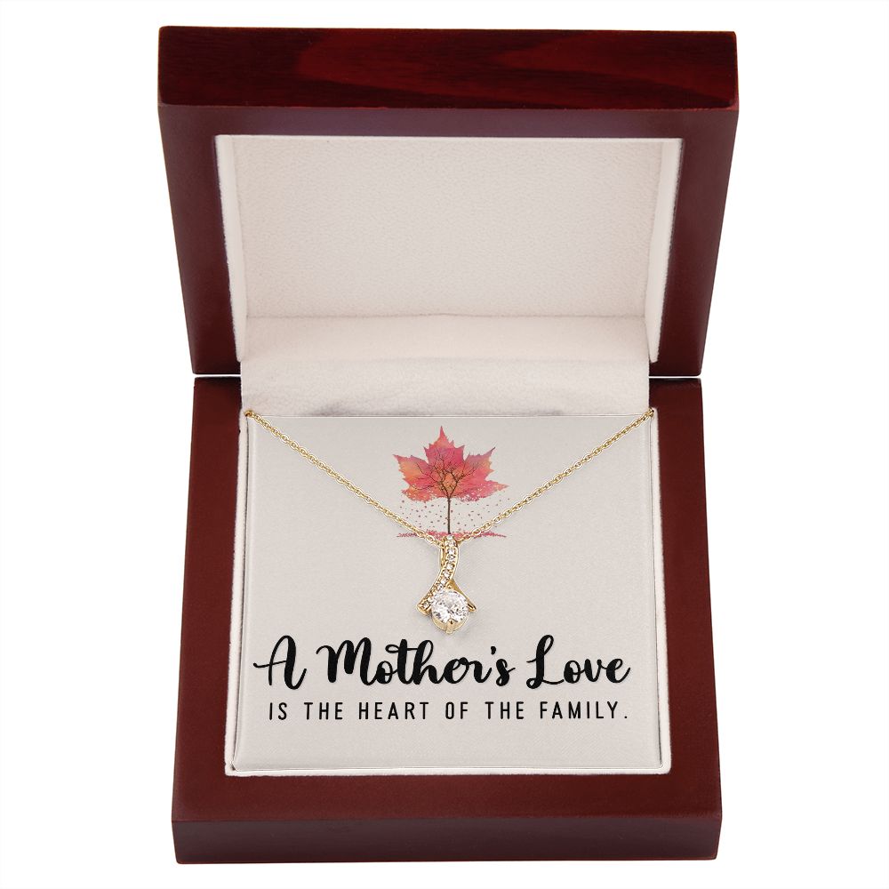 To My Mom A Mothers Love is The Heart of The Family Alluring Ribbon Necklace Message Card-Express Your Love Gifts