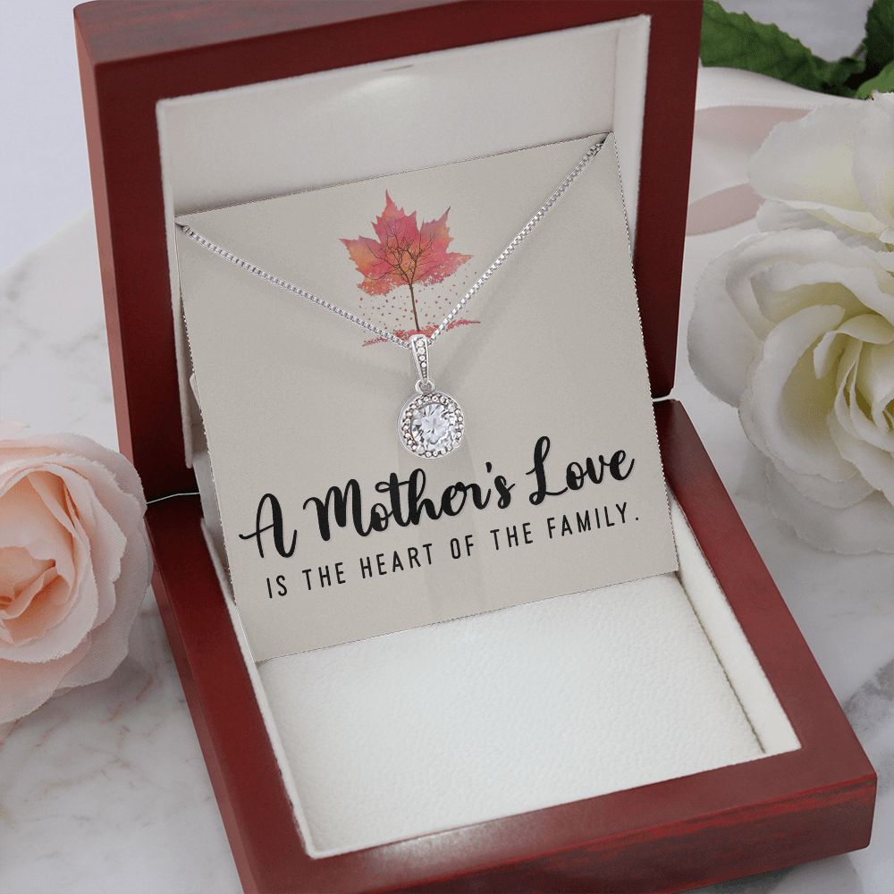 To My Mom A Mothers Love is The Heart of The Family Eternal Hope Necklace Message Card-Express Your Love Gifts