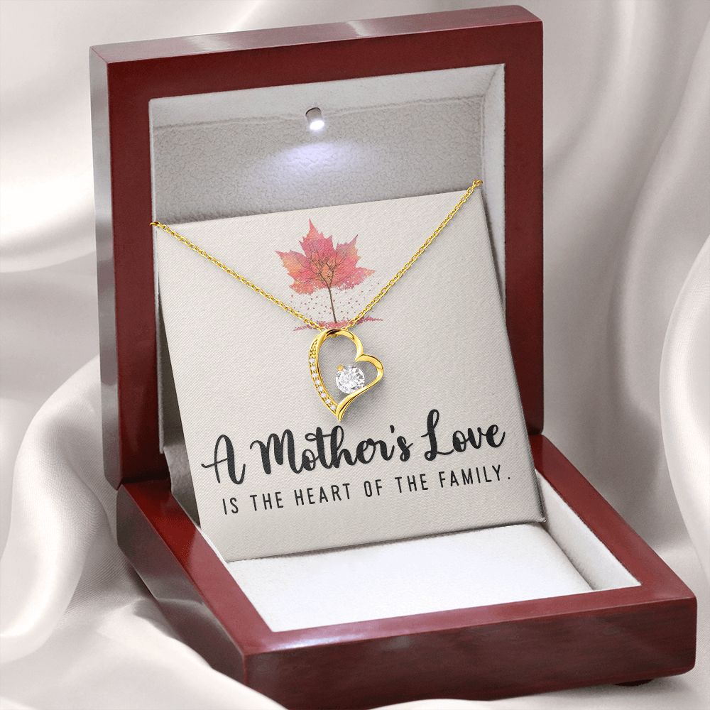 To My Mom A Mothers Love is The Heart of The Family Forever Necklace w Message Card-Express Your Love Gifts