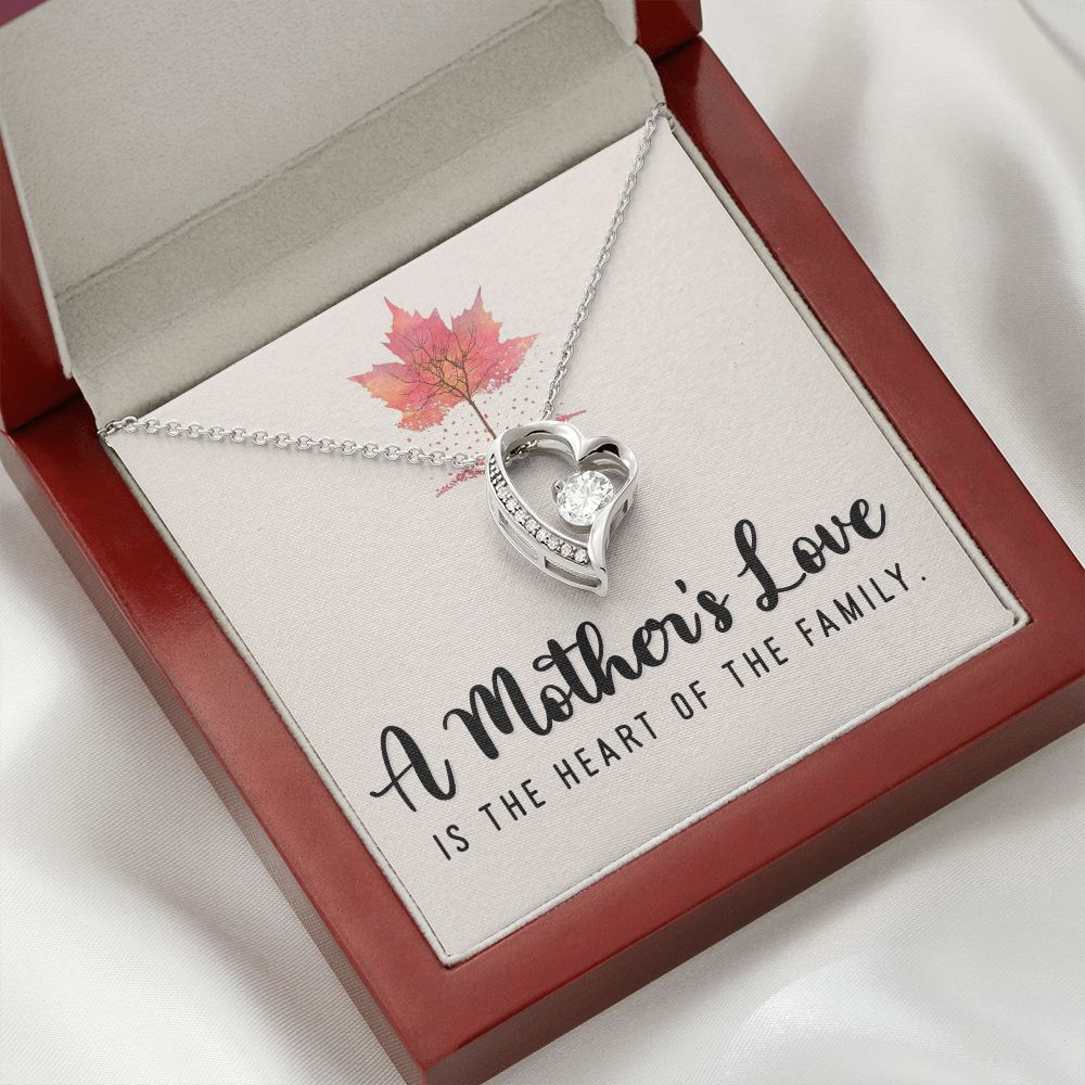 To My Mom A Mothers Love is The Heart of The Family Forever Necklace w Message Card-Express Your Love Gifts