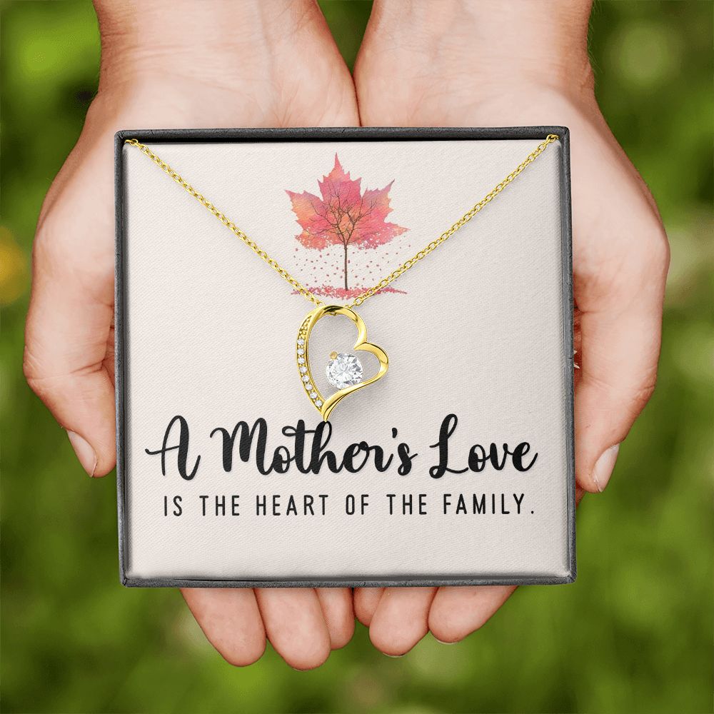 To My Mom A Mothers Love is The Heart of The Family Forever Necklace w Message Card-Express Your Love Gifts