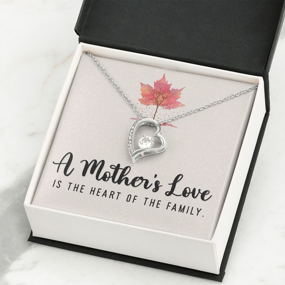 To My Mom A Mothers Love is The Heart of The Family Forever Necklace w Message Card-Express Your Love Gifts