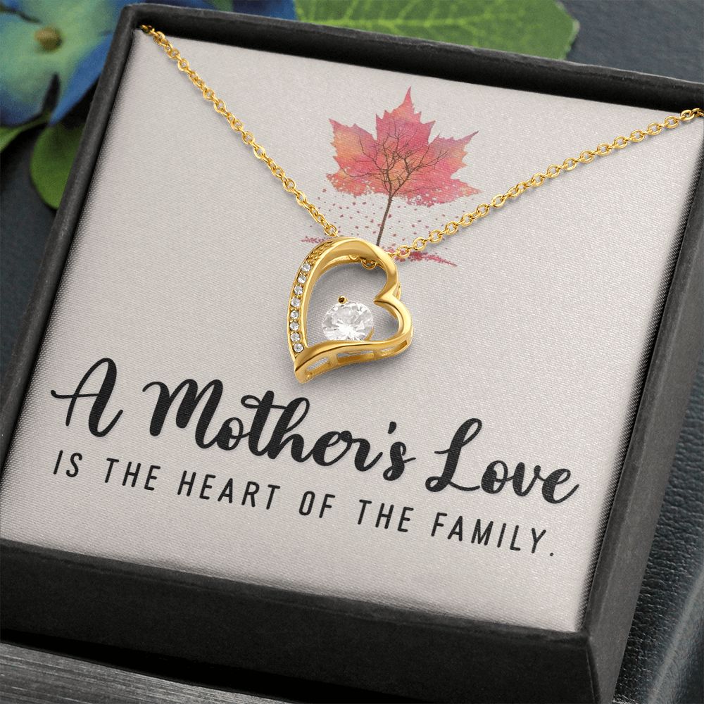 To My Mom A Mothers Love is The Heart of The Family Forever Necklace w Message Card-Express Your Love Gifts