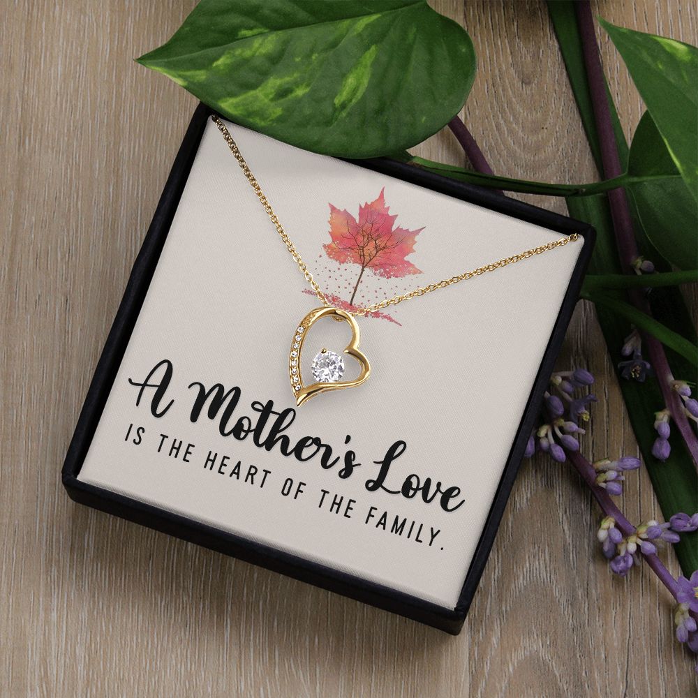 To My Mom A Mothers Love is The Heart of The Family Forever Necklace w Message Card-Express Your Love Gifts