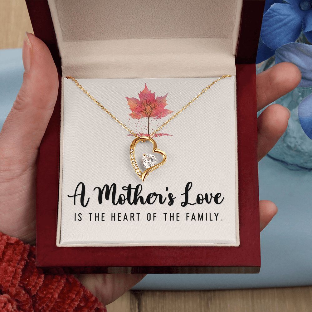 To My Mom A Mothers Love is The Heart of The Family Forever Necklace w Message Card-Express Your Love Gifts