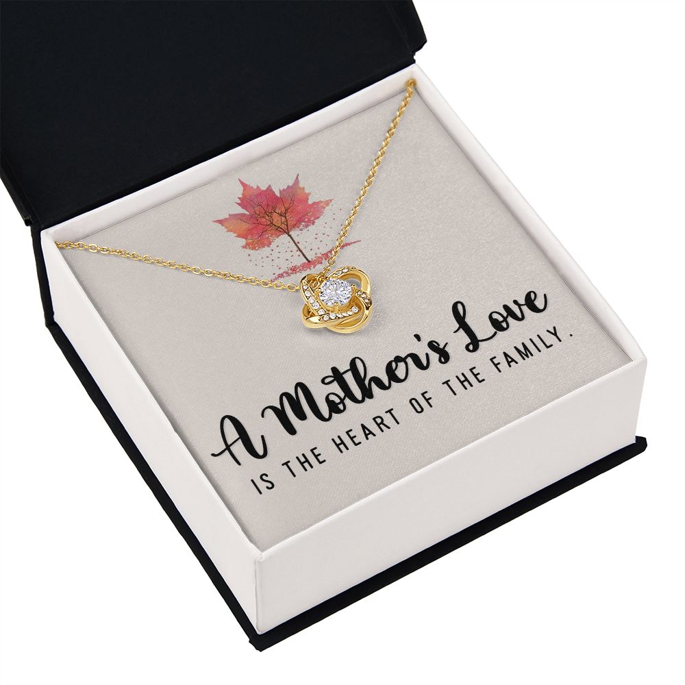 To My Mom A Mothers Love is The Heart of The Family Infinity Knot Necklace Message Card-Express Your Love Gifts