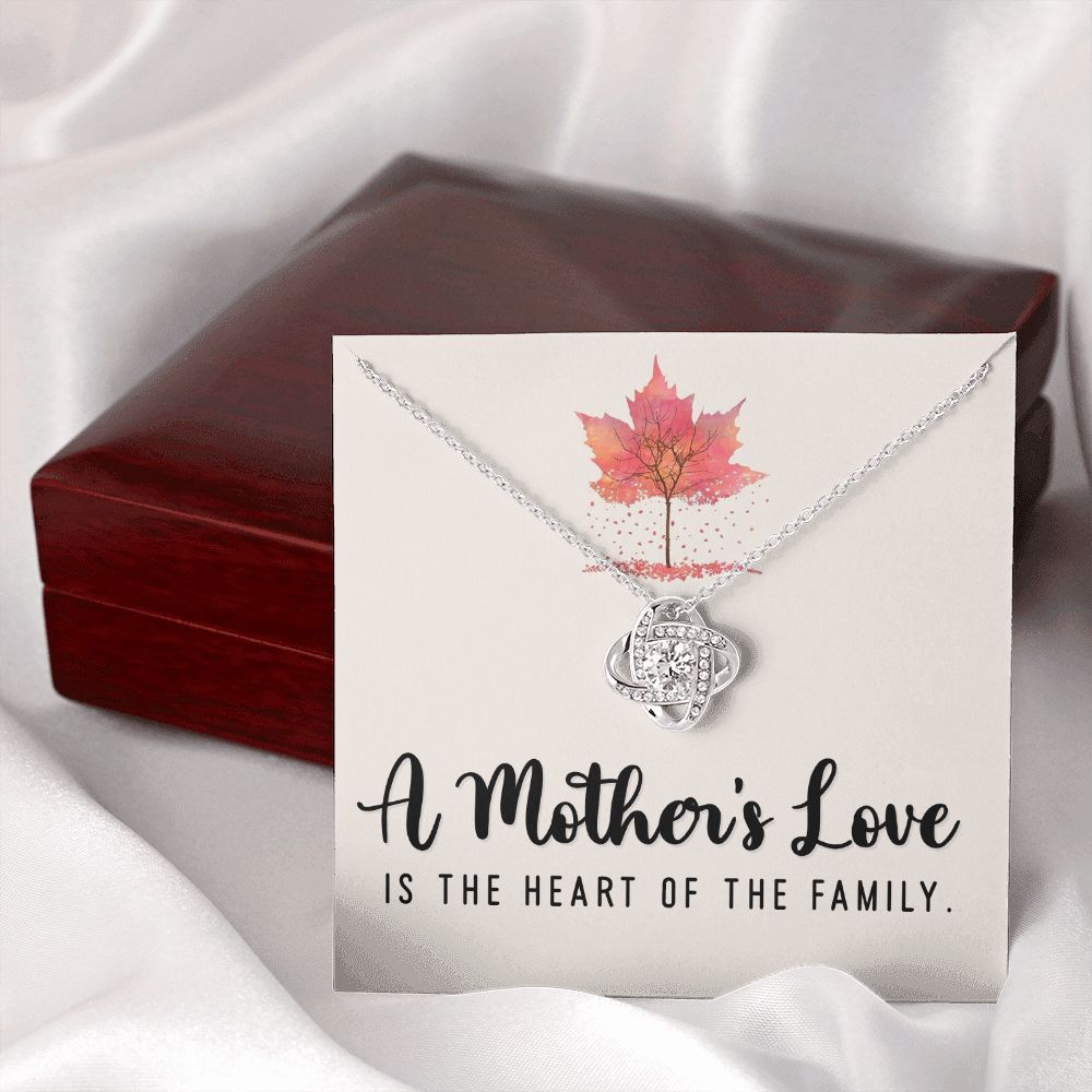 To My Mom A Mothers Love is The Heart of The Family Infinity Knot Necklace Message Card-Express Your Love Gifts