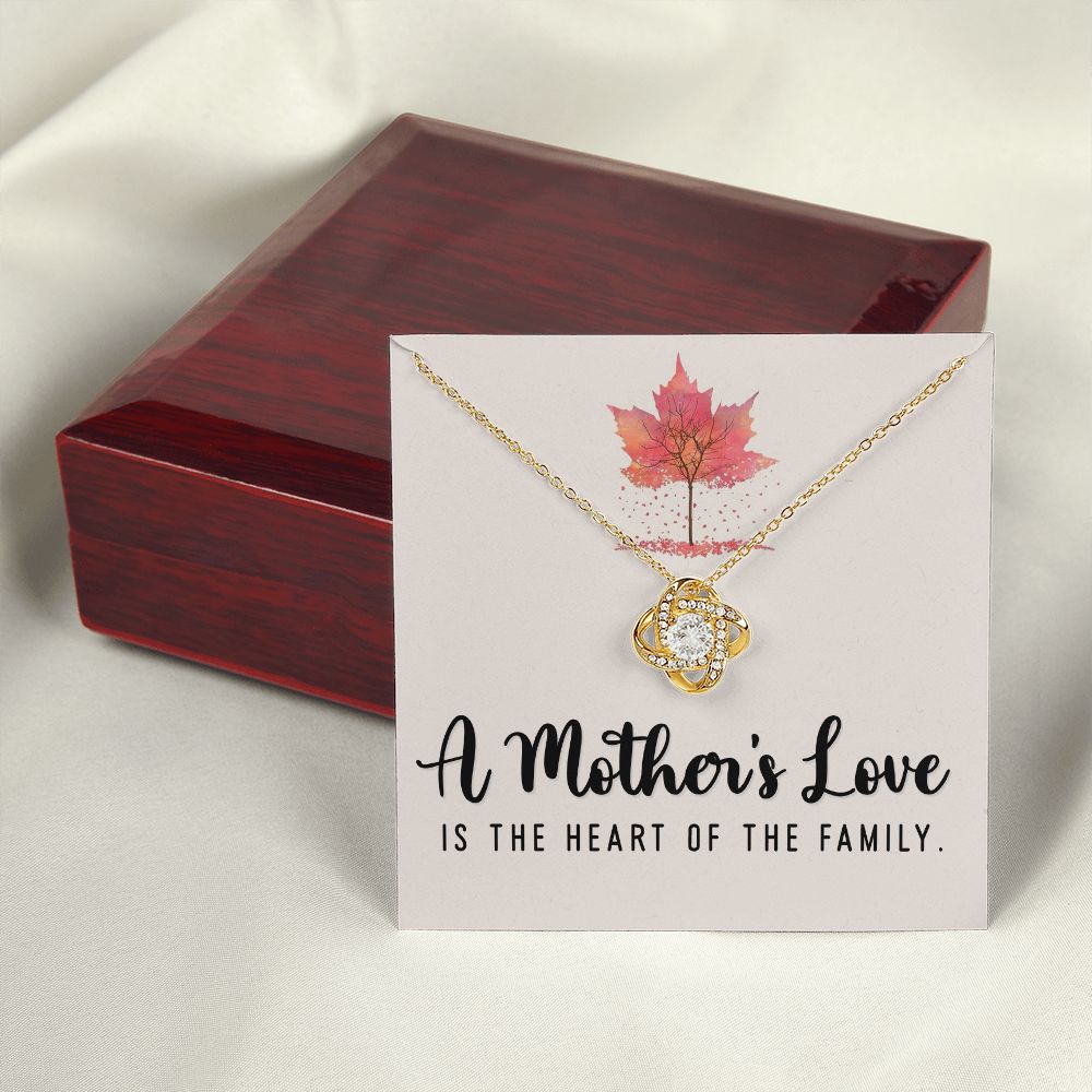 To My Mom A Mothers Love is The Heart of The Family Infinity Knot Necklace Message Card-Express Your Love Gifts