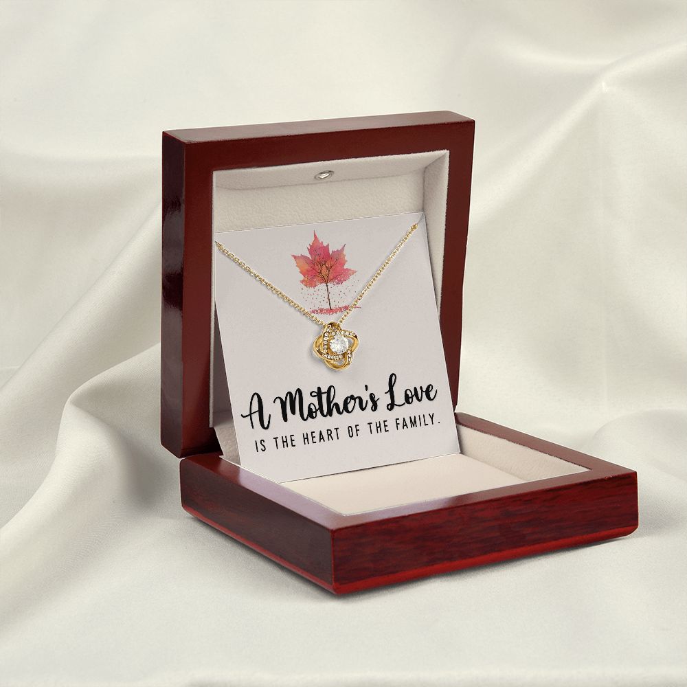 To My Mom A Mothers Love is The Heart of The Family Infinity Knot Necklace Message Card-Express Your Love Gifts