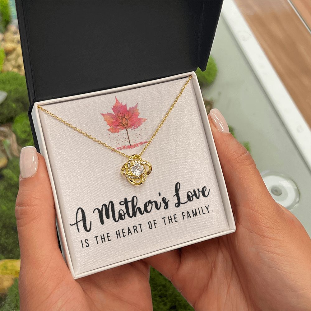 To My Mom A Mothers Love is The Heart of The Family Infinity Knot Necklace Message Card-Express Your Love Gifts