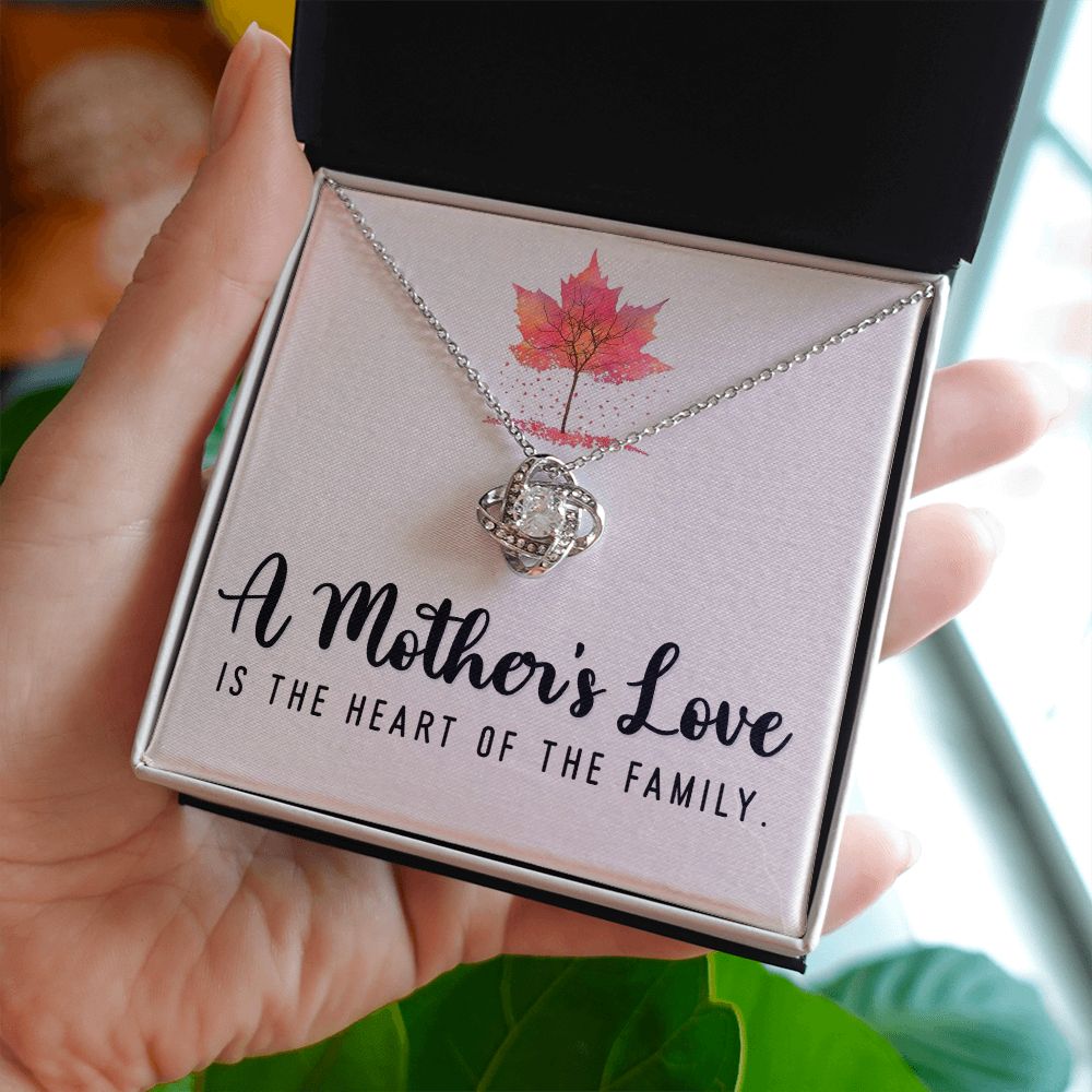 To My Mom A Mothers Love is The Heart of The Family Infinity Knot Necklace Message Card-Express Your Love Gifts