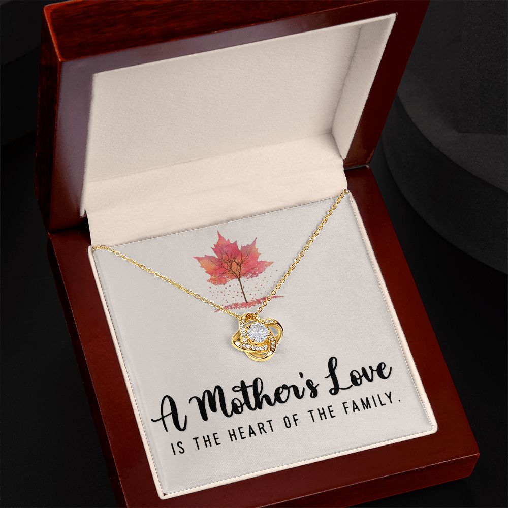 To My Mom A Mothers Love is The Heart of The Family Infinity Knot Necklace Message Card-Express Your Love Gifts