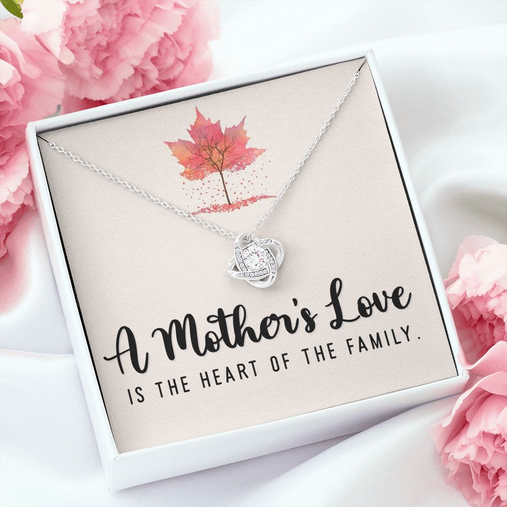 To My Mom A Mothers Love is The Heart of The Family Infinity Knot Necklace Message Card-Express Your Love Gifts