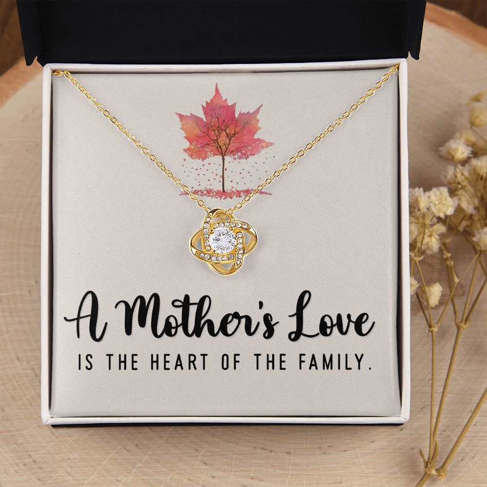 To My Mom A Mothers Love is The Heart of The Family Infinity Knot Necklace Message Card-Express Your Love Gifts