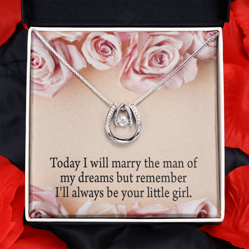 To My Mom Always Your Little Girl Lucky Horseshoe Necklace Message Card 14k w CZ Crystals-Express Your Love Gifts