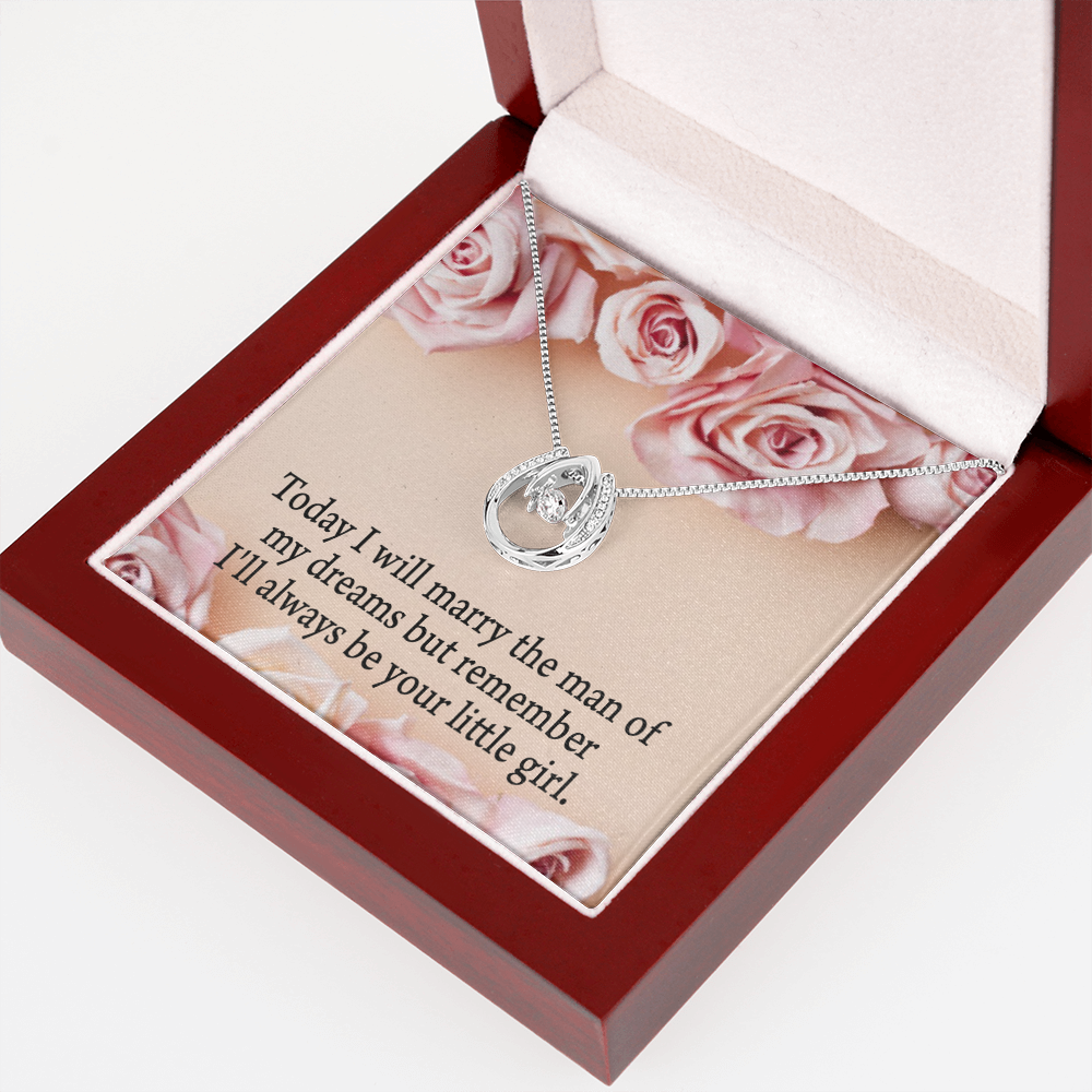 To My Mom Always Your Little Girl Lucky Horseshoe Necklace Message Card 14k w CZ Crystals-Express Your Love Gifts