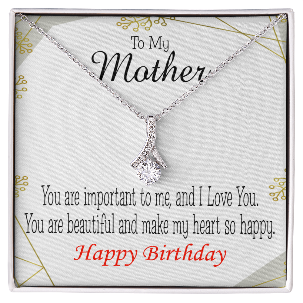 To My Mom Birthday Card Beautiful Lady Mom Alluring Ribbon Necklace Message Card-Express Your Love Gifts