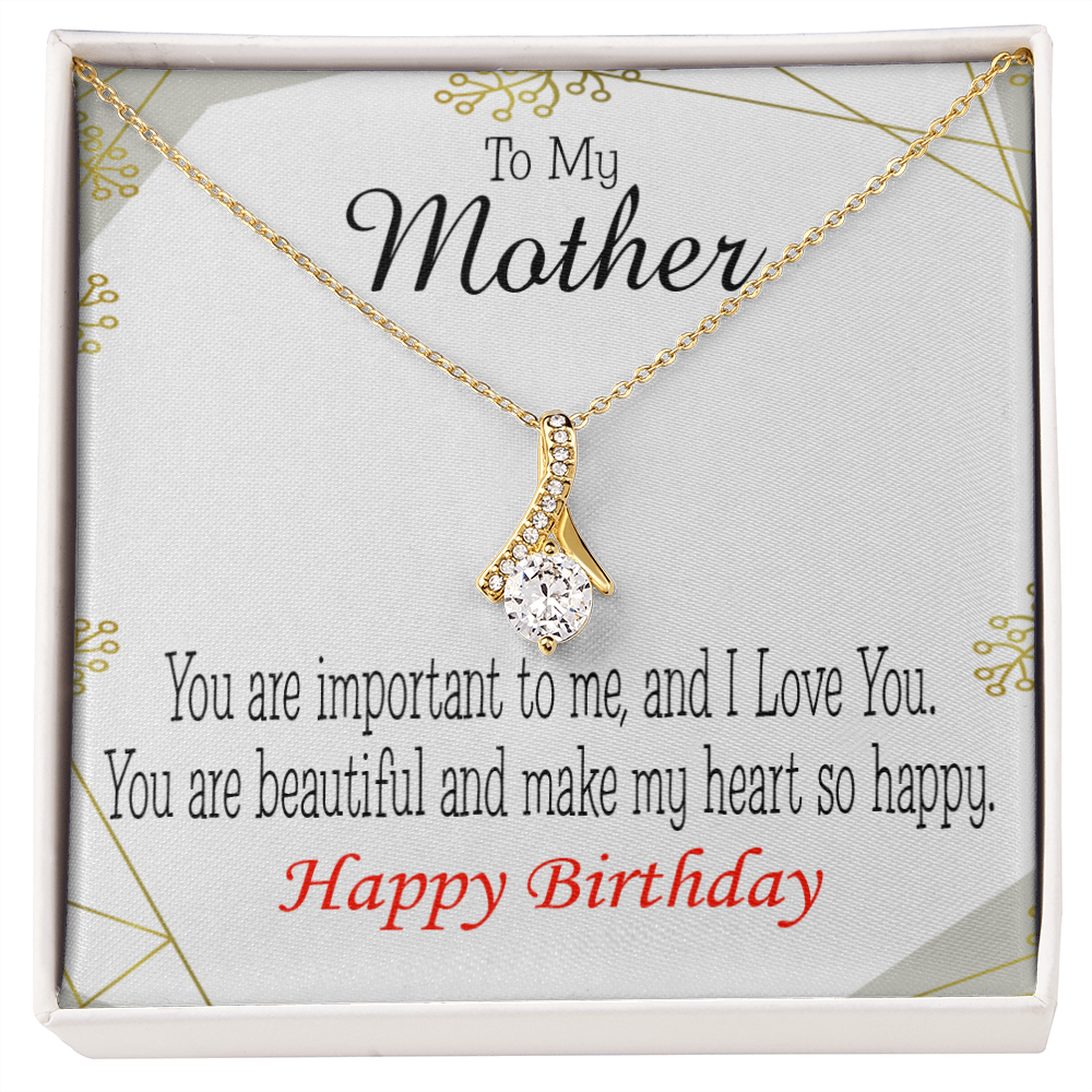 To My Mom Birthday Card Beautiful Lady Mom Alluring Ribbon Necklace Message Card-Express Your Love Gifts