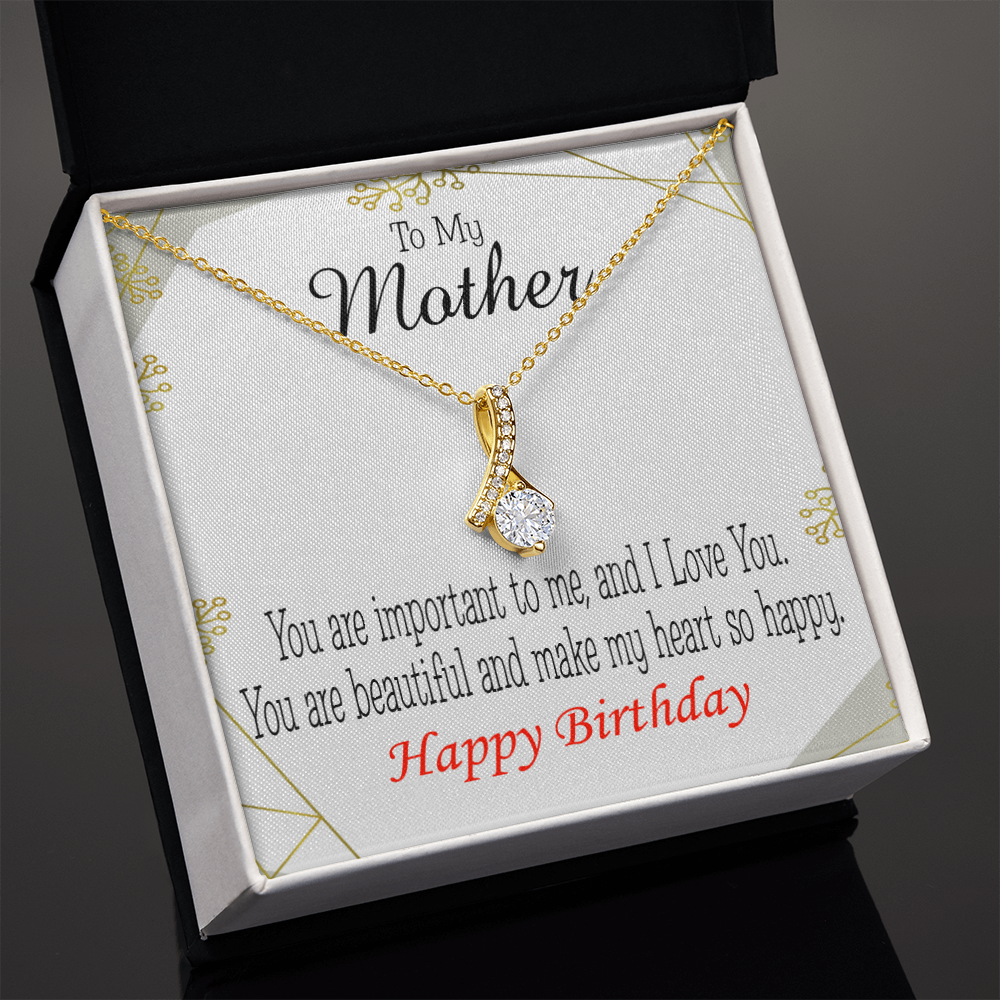 To My Mom Birthday Card Beautiful Lady Mom Alluring Ribbon Necklace Message Card-Express Your Love Gifts