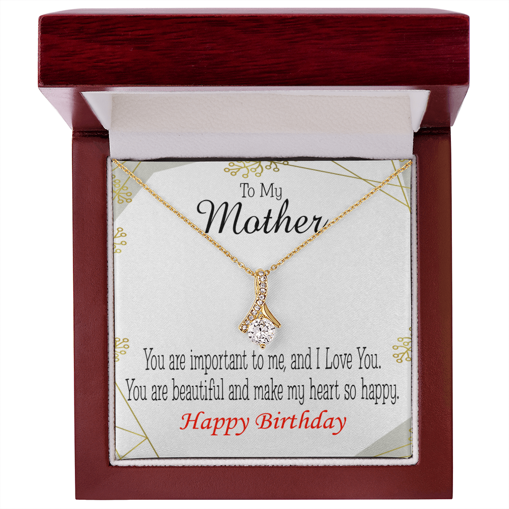 To My Mom Birthday Card Beautiful Lady Mom Alluring Ribbon Necklace Message Card-Express Your Love Gifts