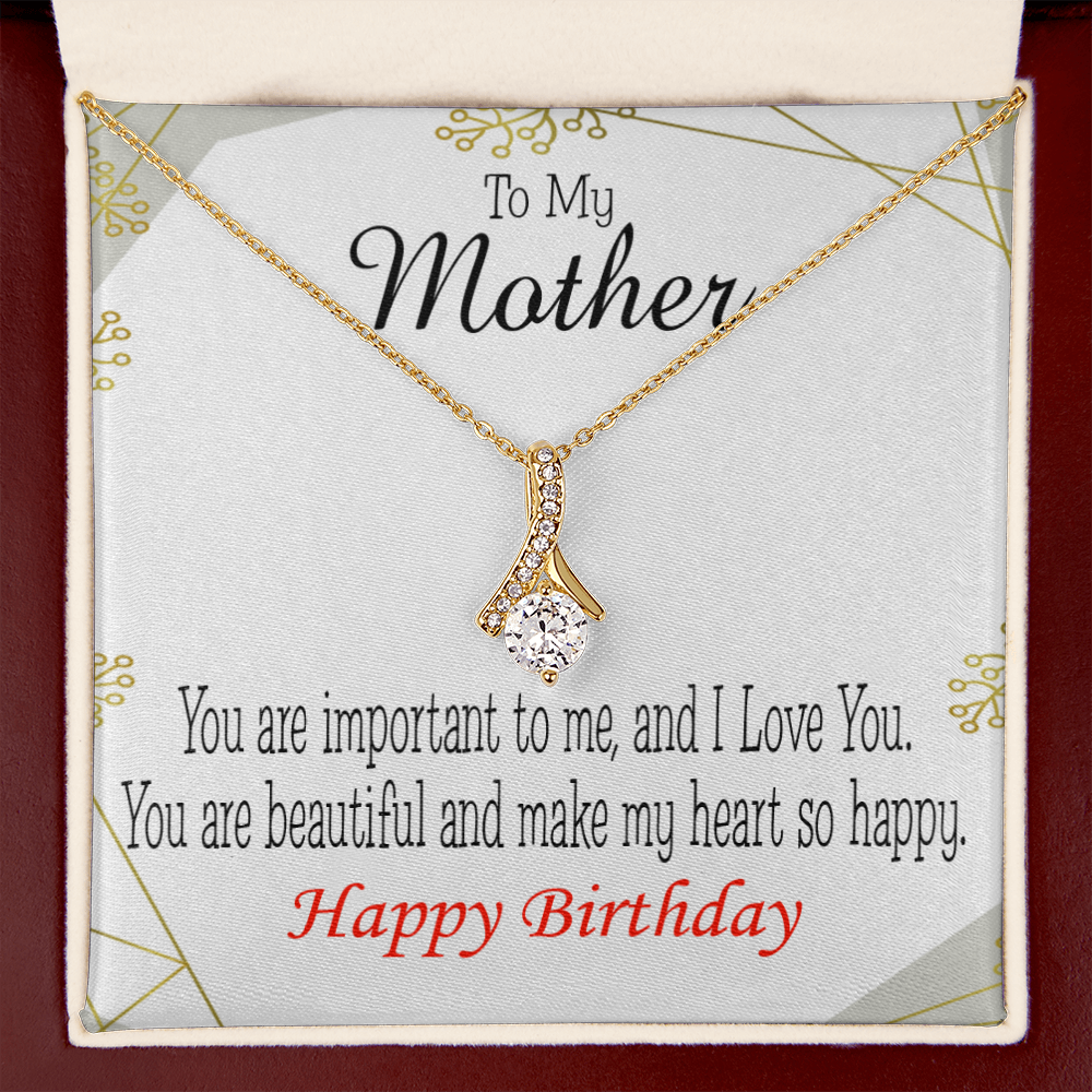 To My Mom Birthday Card Beautiful Lady Mom Alluring Ribbon Necklace Message Card-Express Your Love Gifts