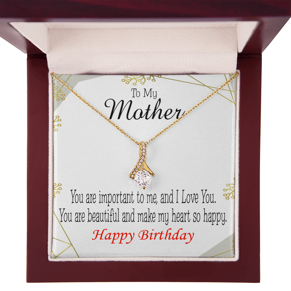 To My Mom Birthday Card Beautiful Lady Mom Alluring Ribbon Necklace Message Card-Express Your Love Gifts