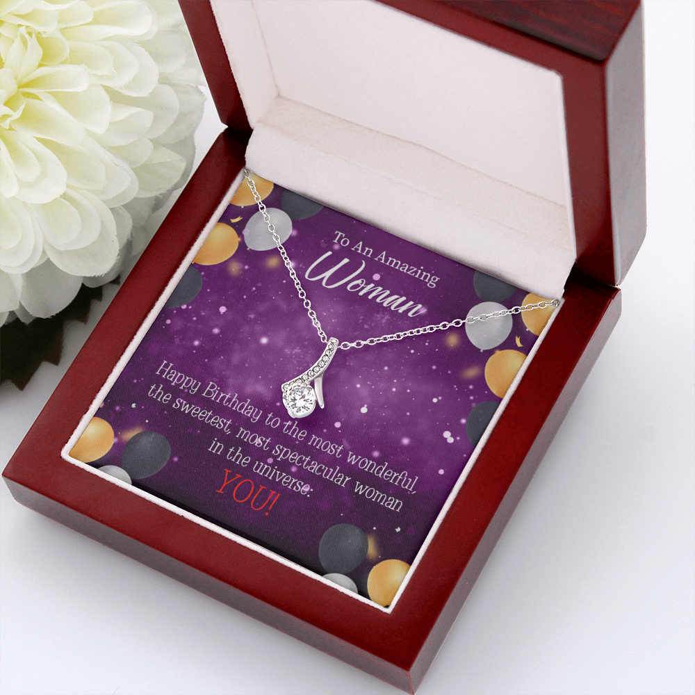 To My Mom Birthday Card Best in Universe Alluring Ribbon Necklace Message Card-Express Your Love Gifts