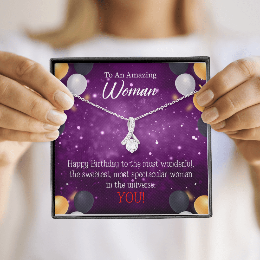 To My Mom Birthday Card Best in Universe Alluring Ribbon Necklace Message Card-Express Your Love Gifts