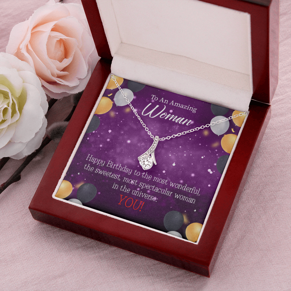 To My Mom Birthday Card Best in Universe Alluring Ribbon Necklace Message Card-Express Your Love Gifts