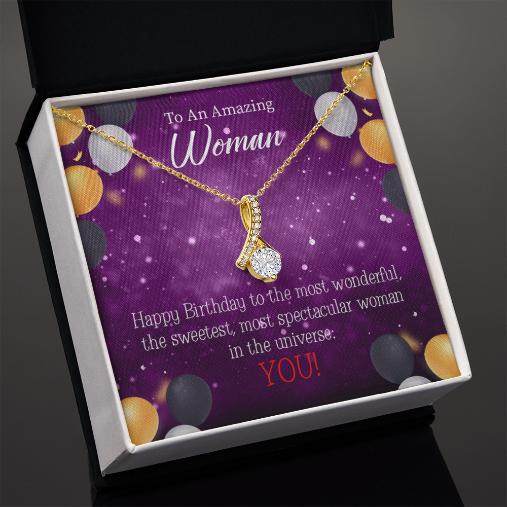 To My Mom Birthday Card Best in Universe Alluring Ribbon Necklace Message Card-Express Your Love Gifts