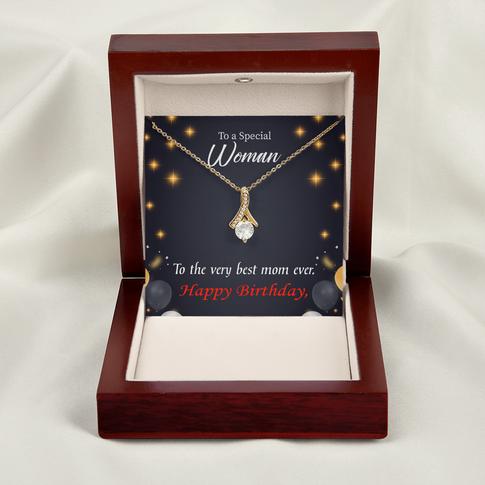 To My Mom Birthday Card Best Mom Ever Alluring Ribbon Necklace Message Card-Express Your Love Gifts