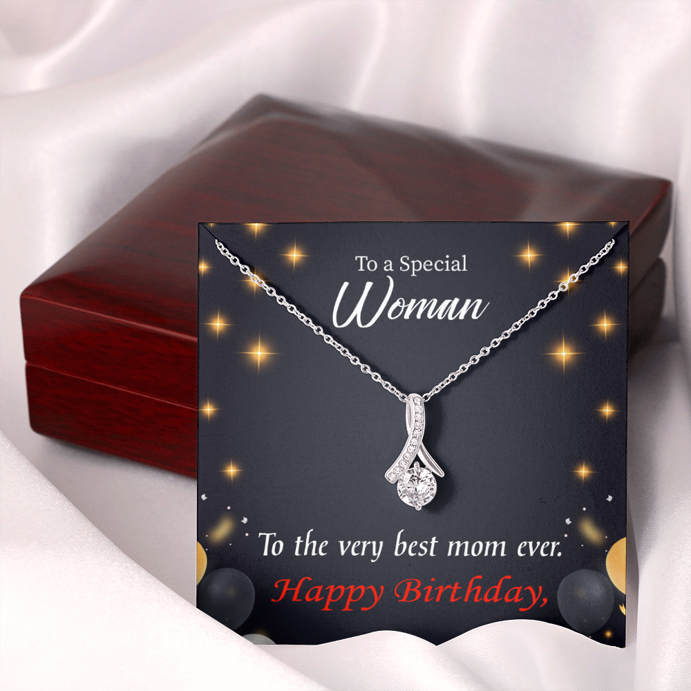 To My Mom Birthday Card Best Mom Ever Alluring Ribbon Necklace Message Card-Express Your Love Gifts