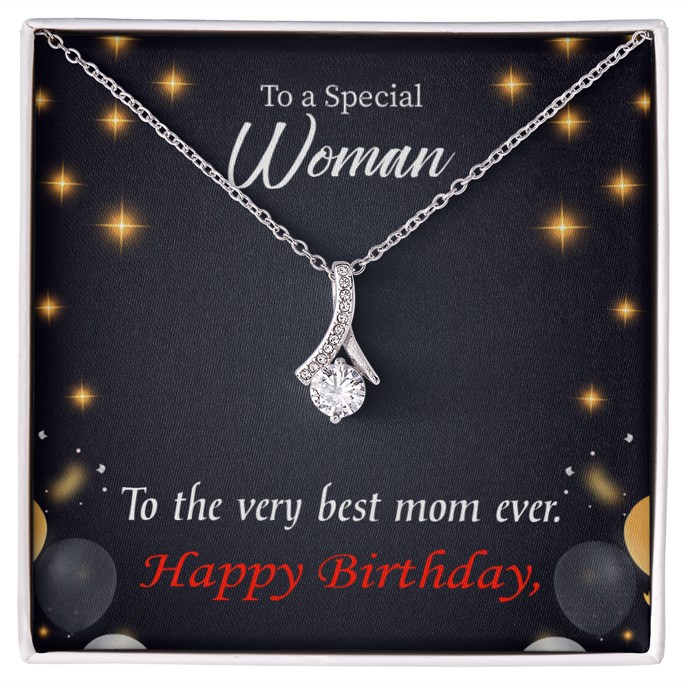 To My Mom Birthday Card Best Mom Ever Alluring Ribbon Necklace Message Card-Express Your Love Gifts