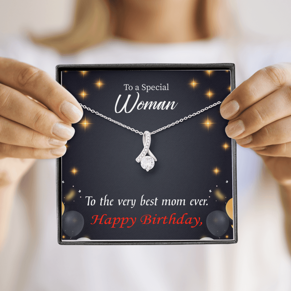 To My Mom Birthday Card Best Mom Ever Alluring Ribbon Necklace Message Card-Express Your Love Gifts