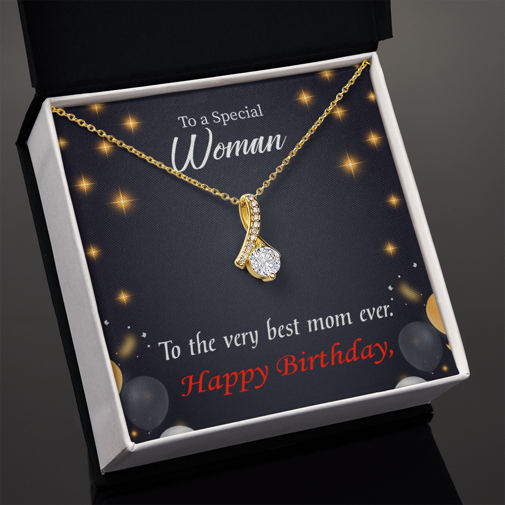 To My Mom Birthday Card Best Mom Ever Alluring Ribbon Necklace Message Card-Express Your Love Gifts