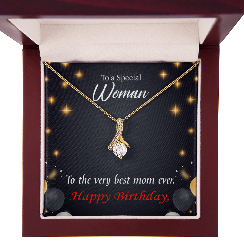 To My Mom Birthday Card Best Mom Ever Alluring Ribbon Necklace Message Card-Express Your Love Gifts