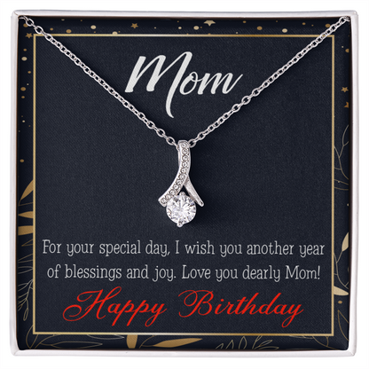 To My Mom Birthday Card Blessings and Joy Alluring Ribbon Necklace Message Card-Express Your Love Gifts