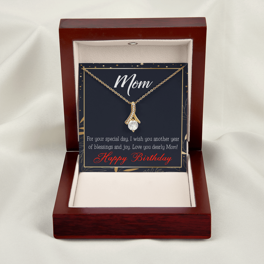 To My Mom Birthday Card Blessings and Joy Alluring Ribbon Necklace Message Card-Express Your Love Gifts