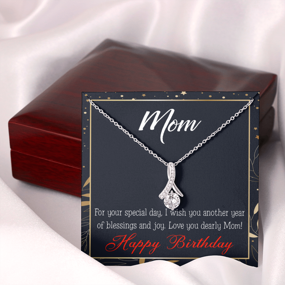 To My Mom Birthday Card Blessings and Joy Alluring Ribbon Necklace Message Card-Express Your Love Gifts