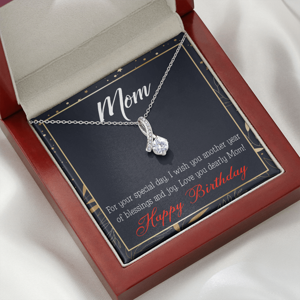 To My Mom Birthday Card Blessings and Joy Alluring Ribbon Necklace Message Card-Express Your Love Gifts