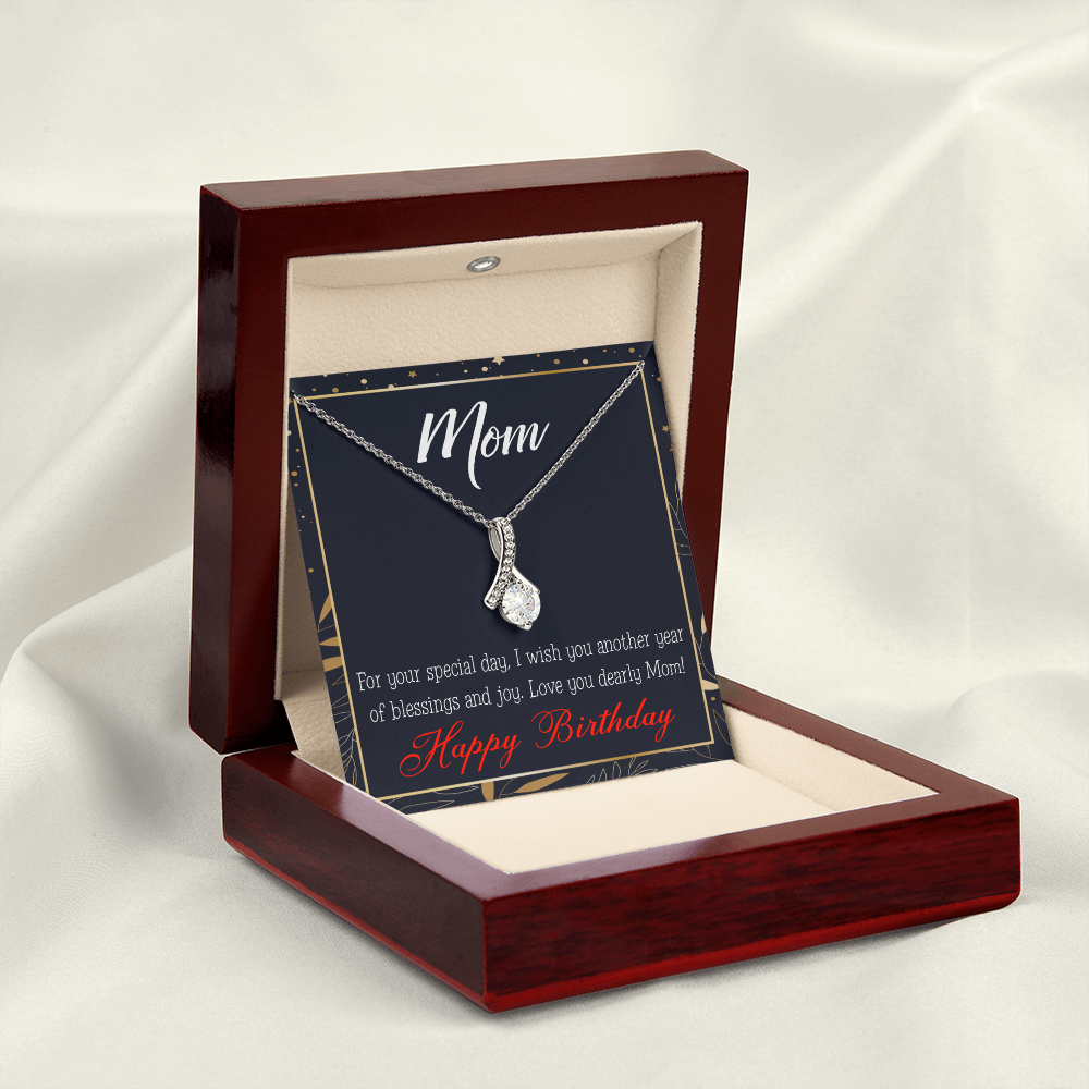 To My Mom Birthday Card Blessings and Joy Alluring Ribbon Necklace Message Card-Express Your Love Gifts