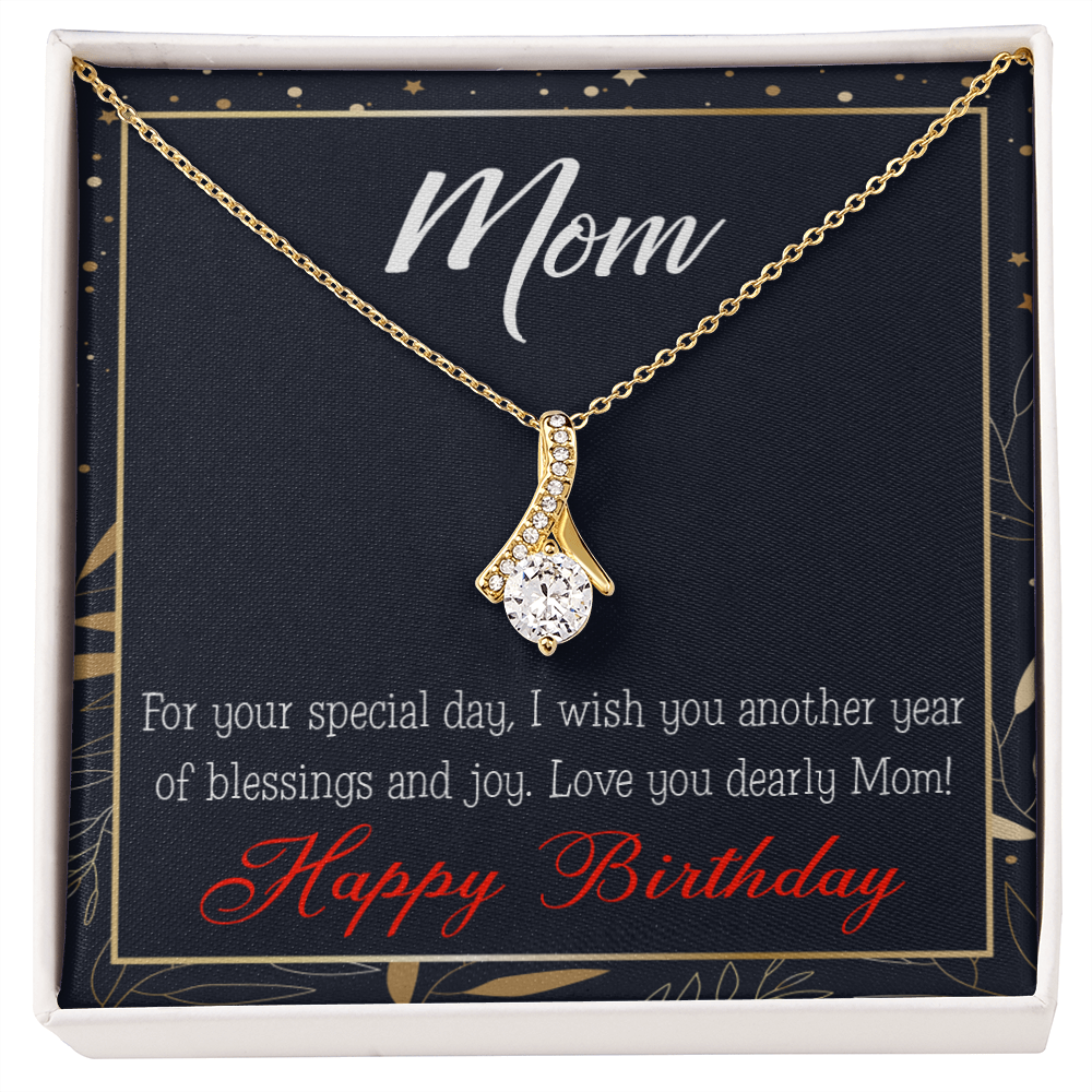 To My Mom Birthday Card Blessings and Joy Alluring Ribbon Necklace Message Card-Express Your Love Gifts