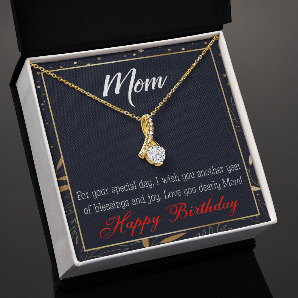 To My Mom Birthday Card Blessings and Joy Alluring Ribbon Necklace Message Card-Express Your Love Gifts