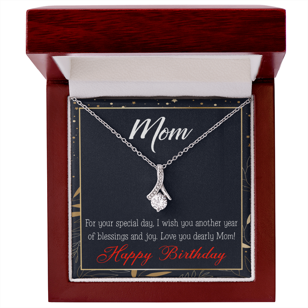 To My Mom Birthday Card Blessings and Joy Alluring Ribbon Necklace Message Card-Express Your Love Gifts